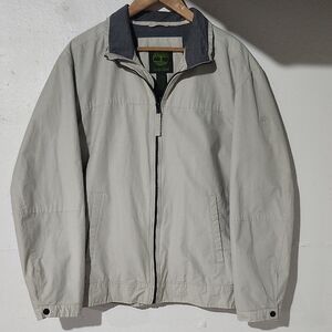 Timberland Men's Lightweight Beige Soft Fabric Lined Full‎ Zip Jacket Size Large